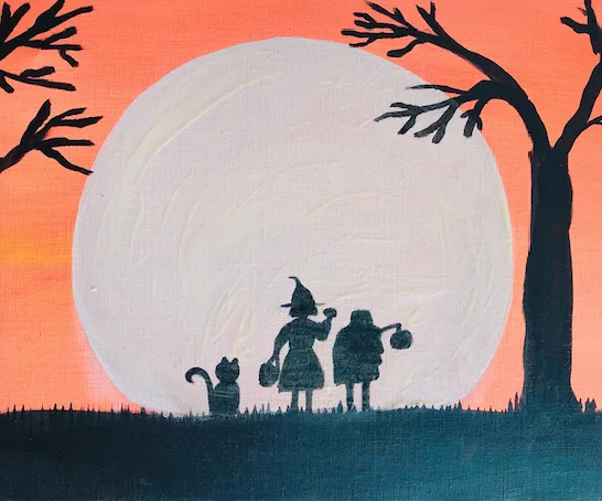 Kids: Halloween Moon with UV Glow paint 3