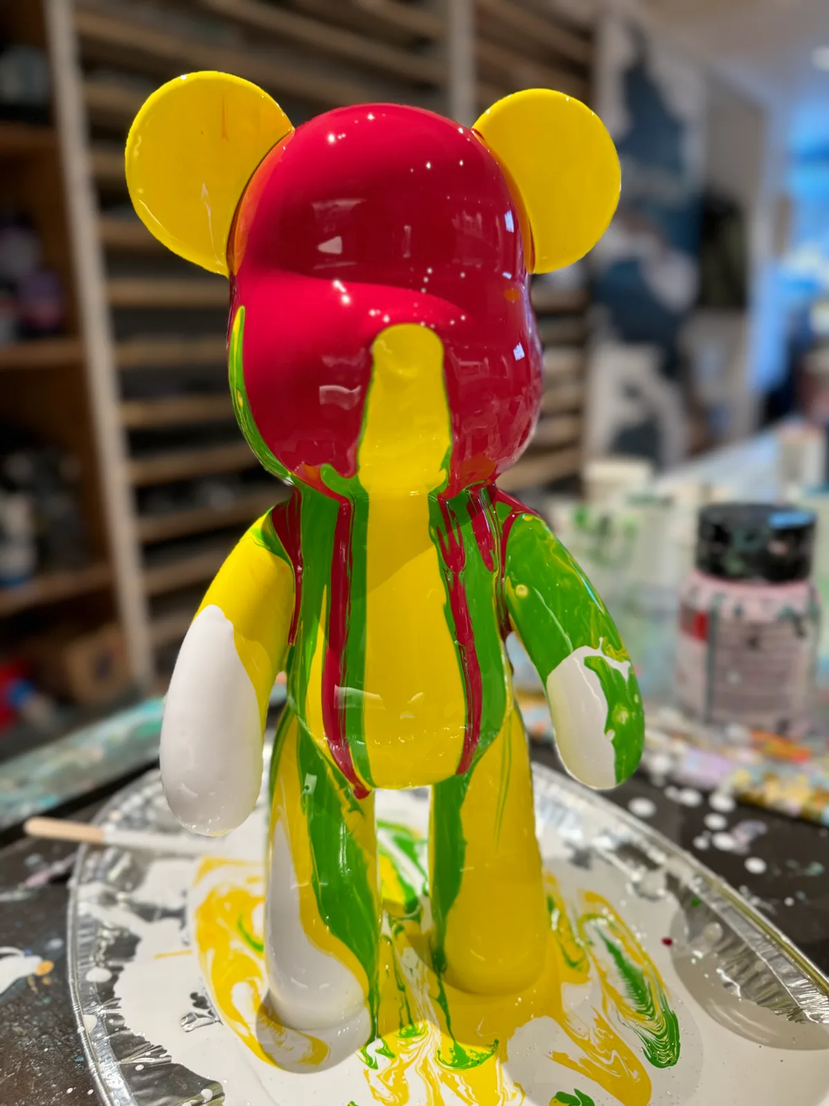Bear Figure Paint Pouring Fluid Art 4