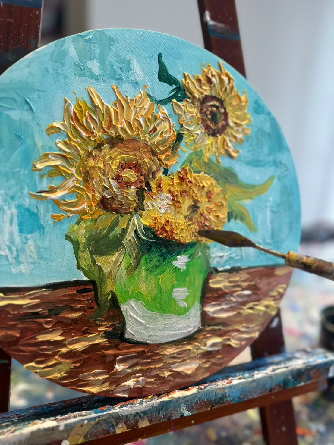 Textured Van Gogh Sunflowers 3