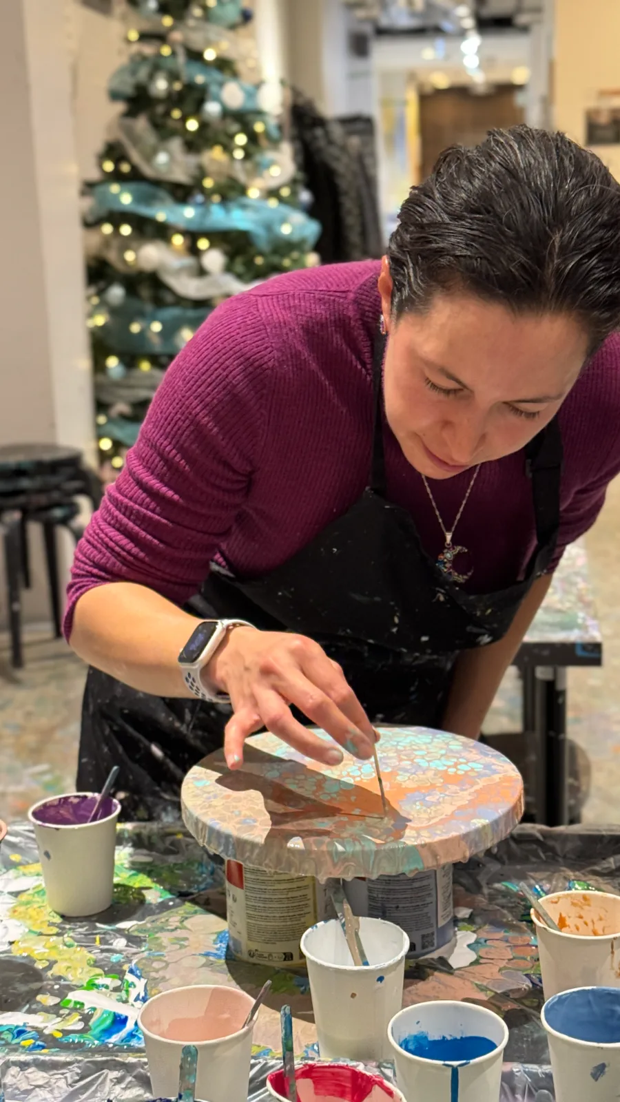 SS Round Paint Pouring Fluid Art 4