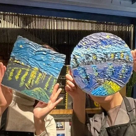 Textured art - Van gogh The starry night over the rhone /u 4